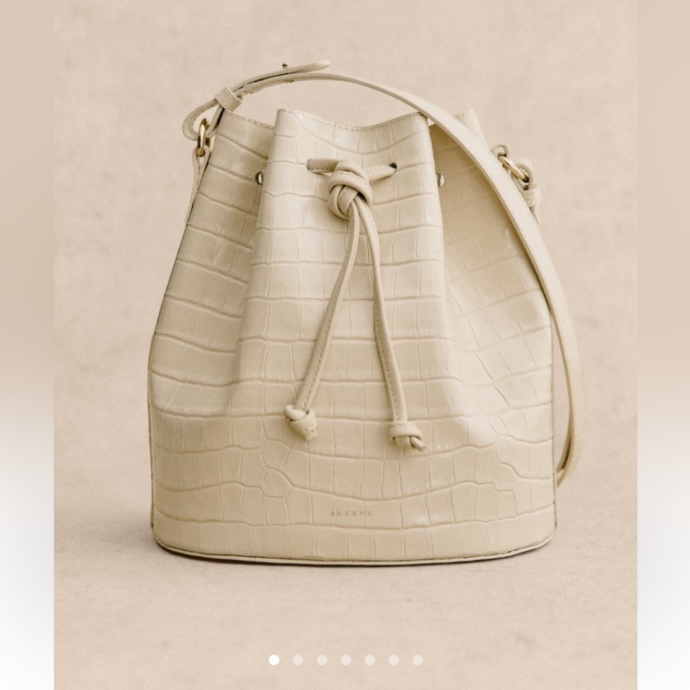 Sézane Farrow Ecru Croco Leather Bag NWT